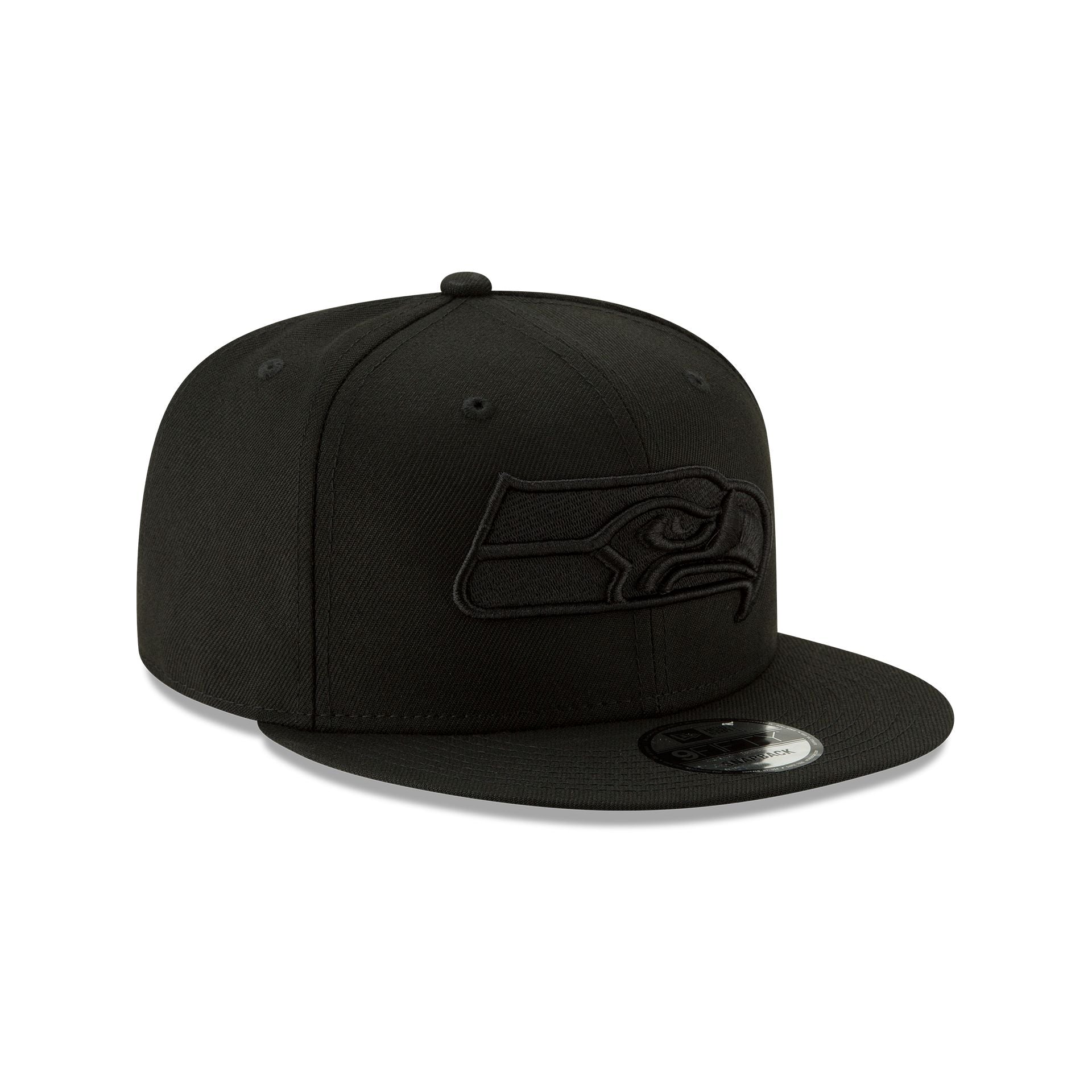 Seattle Seahawks Basic Black on Black 9FIFTY Snapback Hat - Image 3