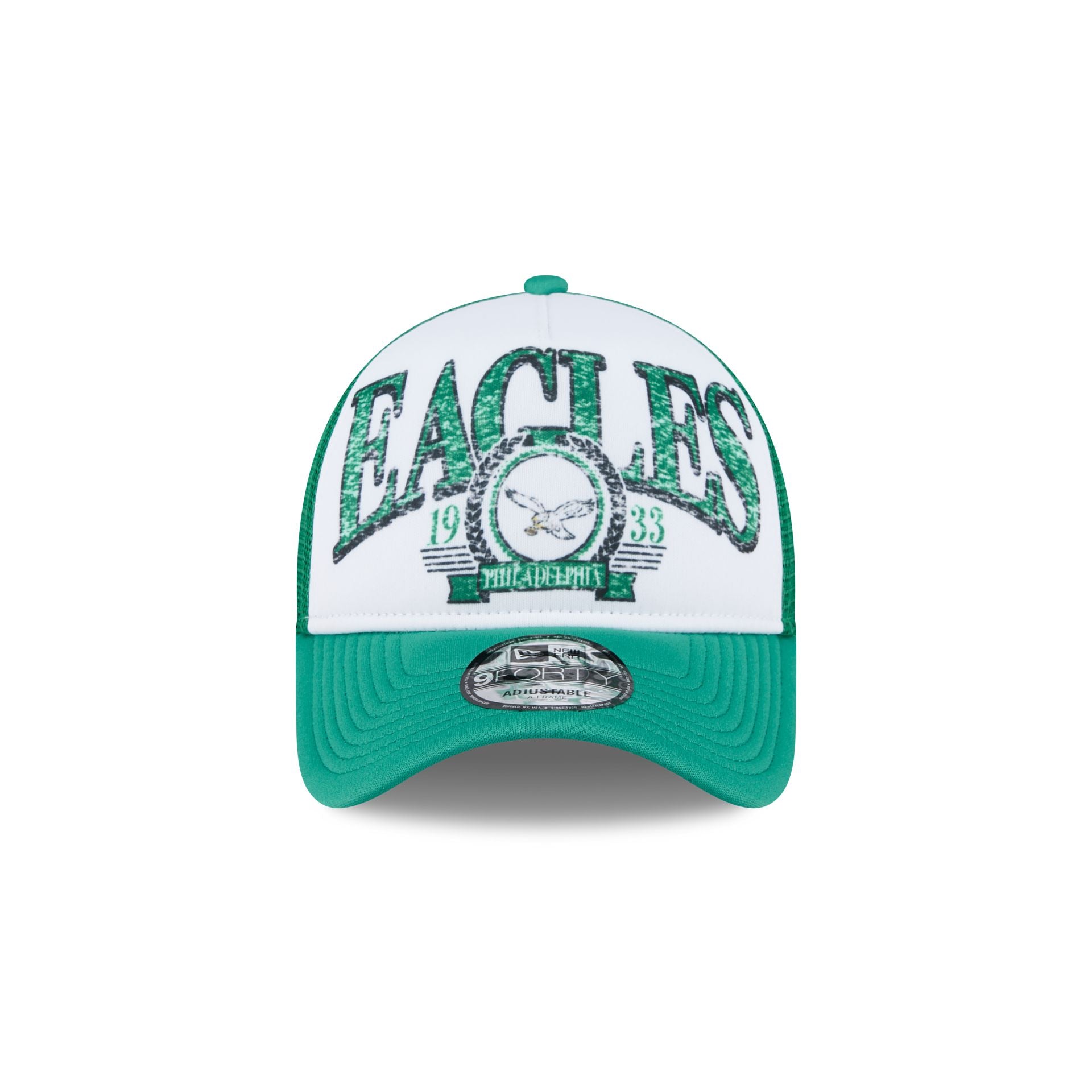 Philadelphia Eagles Distressed 9FORTY A-Frame Trucker Hat - Image 2