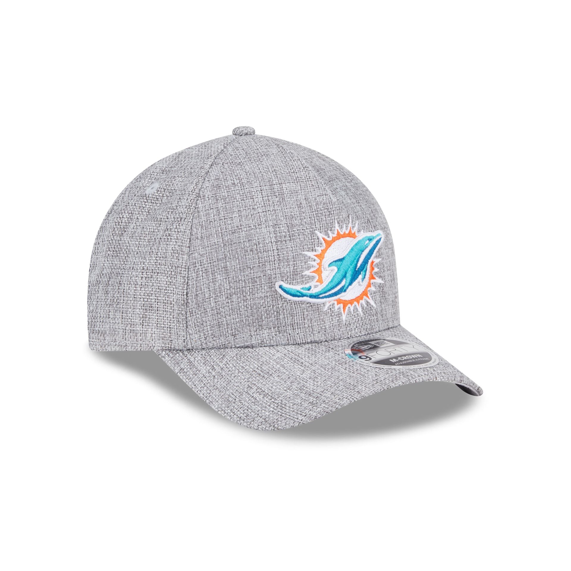 Miami Dolphins Cotton Weave Gray 9FORTY M-Crown A-Frame Snapback Hat - Image 3