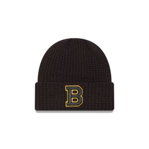Boston Bruins Black Waffle Knit Beanie Hat