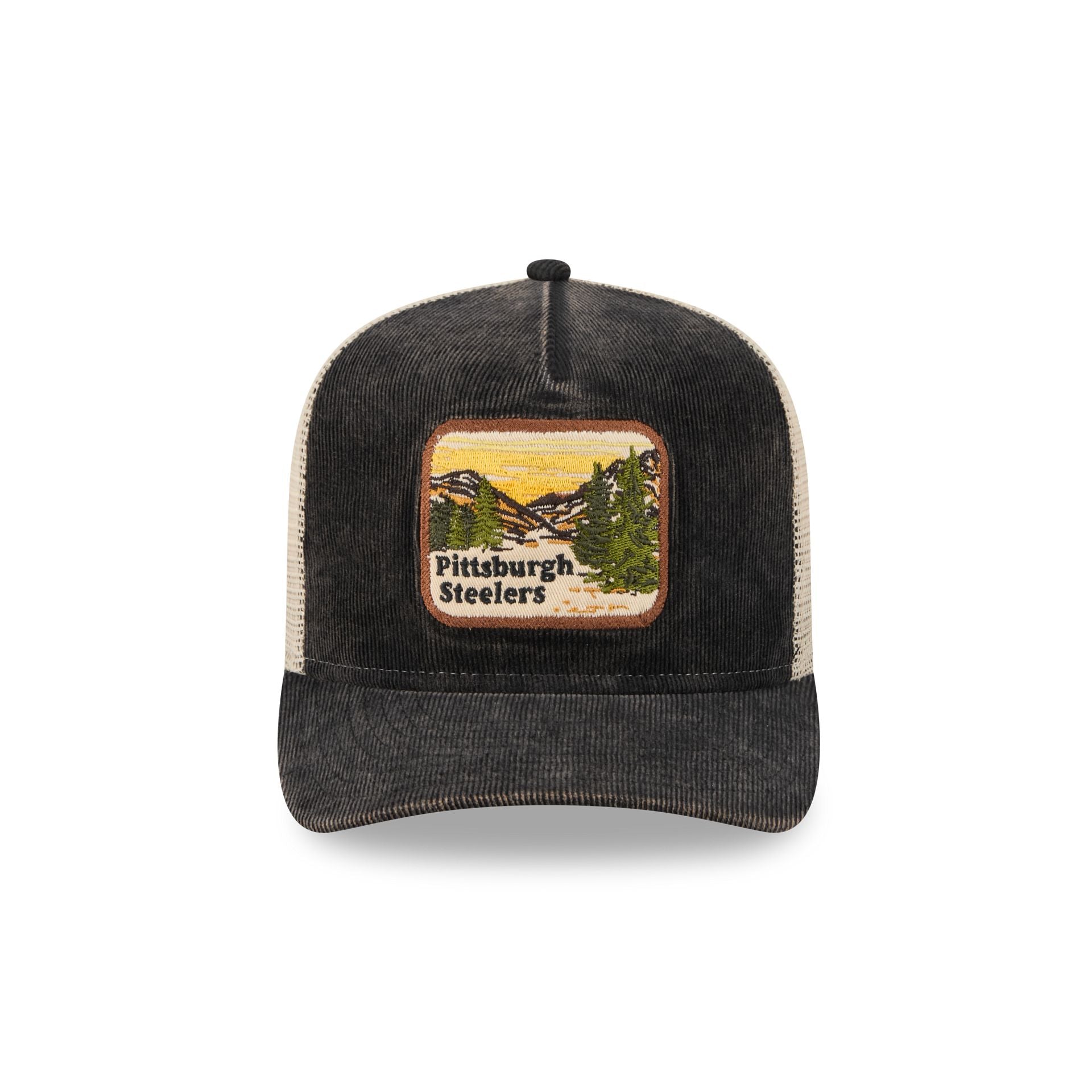 Pittsburgh Steelers Vintage Landscape 9FIFTY A-Frame Trucker Hat - Image 2