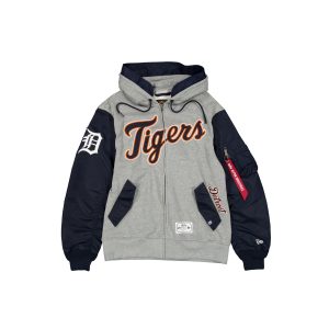 Alpha Industries x Detroit Tigers Gray MA-1 Full Zip Fleece Jacket