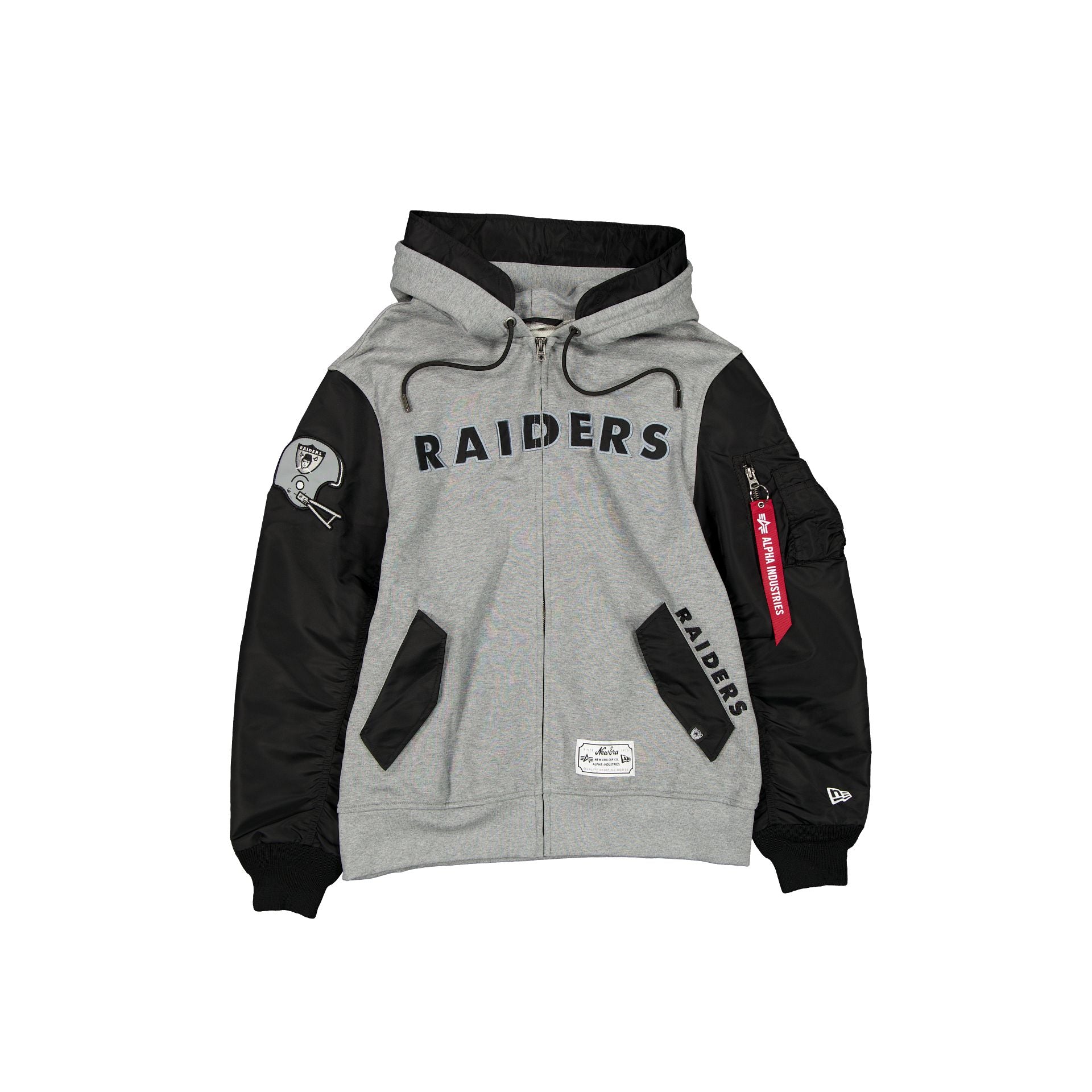 Alpha Industries x Las Vegas Raiders Historic Gray MA-1 Full Zip Fleece Jacket
