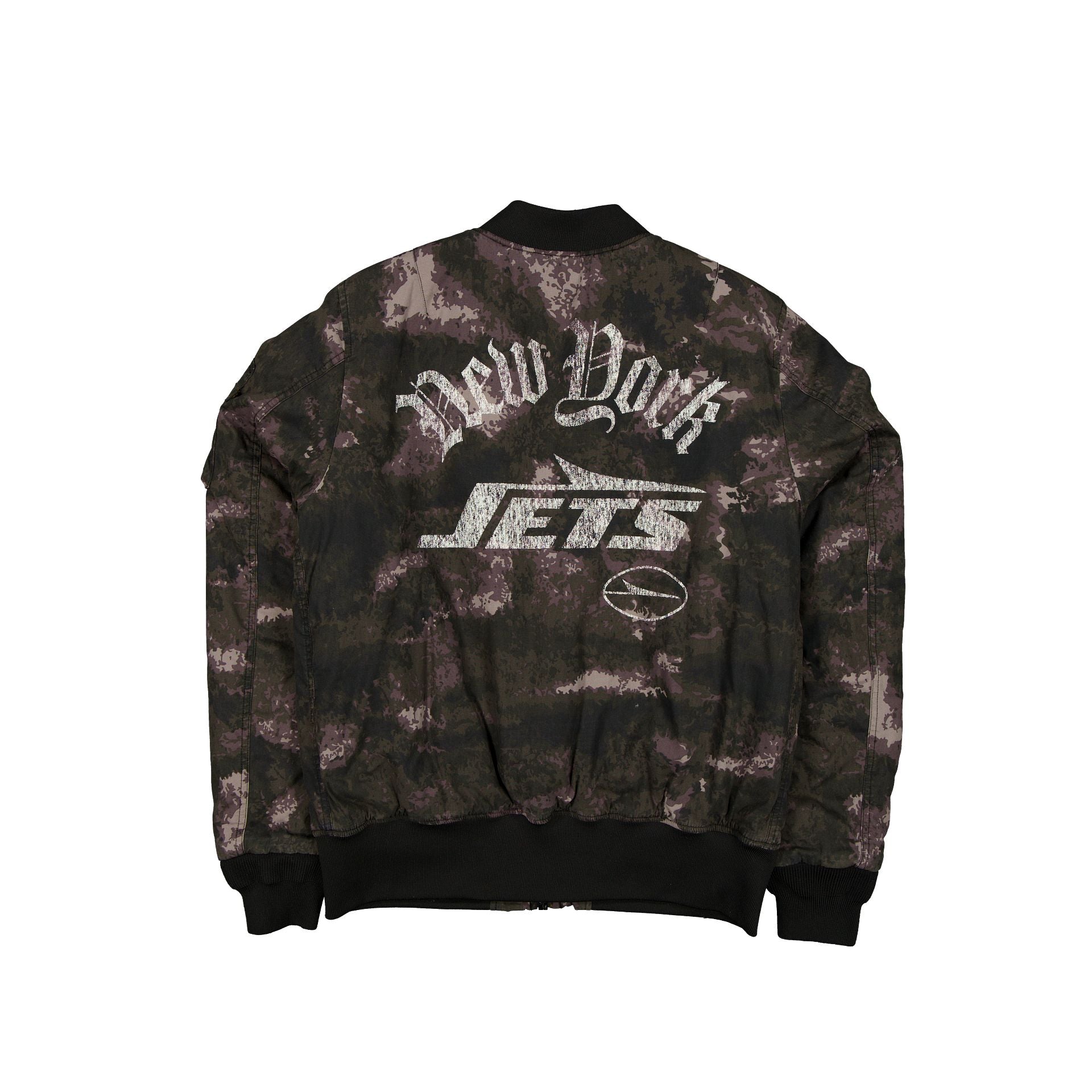 Alpha Industries x New York Jets Black Camo MA-1 Bomber Jacket - Image 3