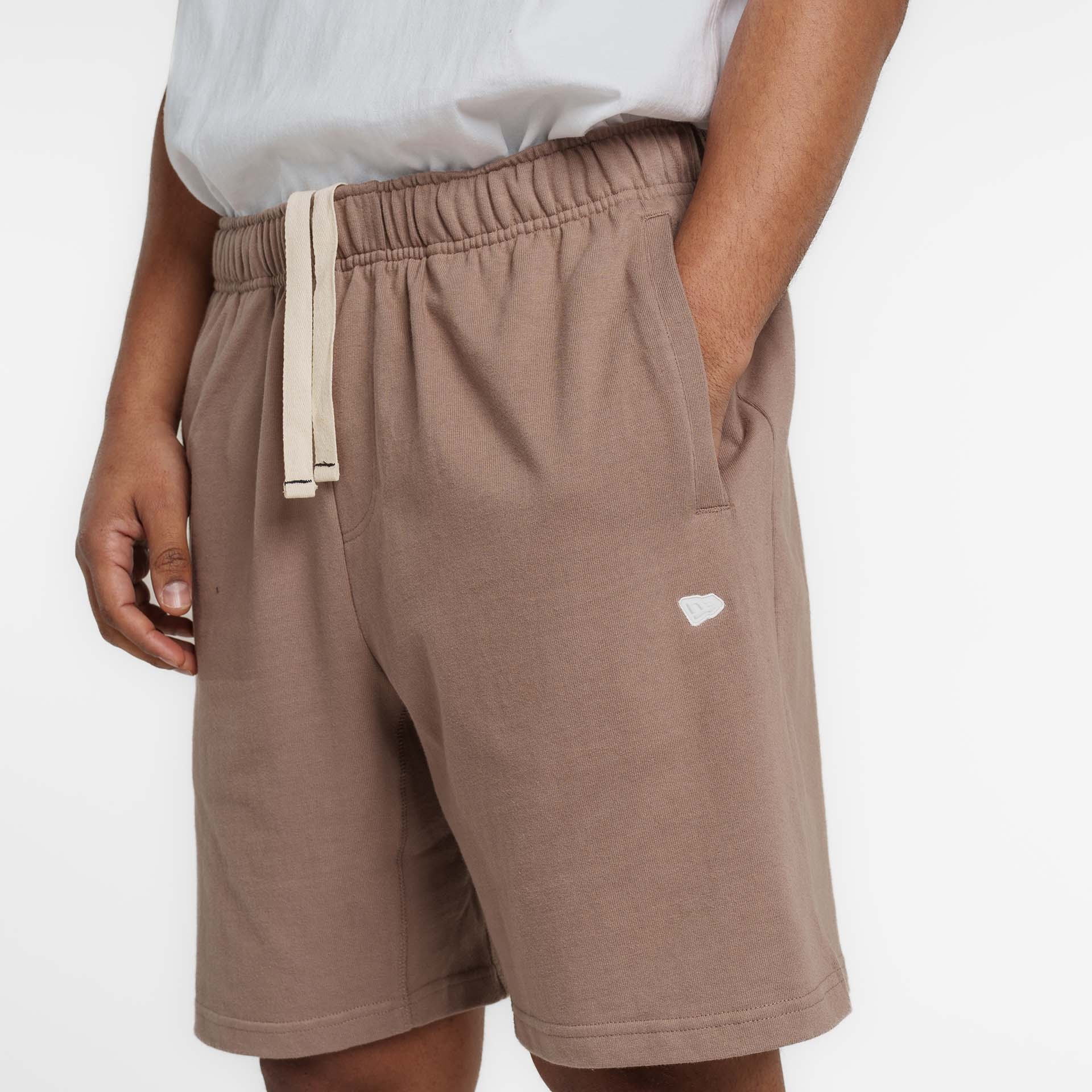 New Era Branded Alden Taupe Gray Sweatshorts - Image 4