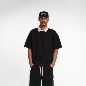 New Era Branded Alden Black Rugby Shirt