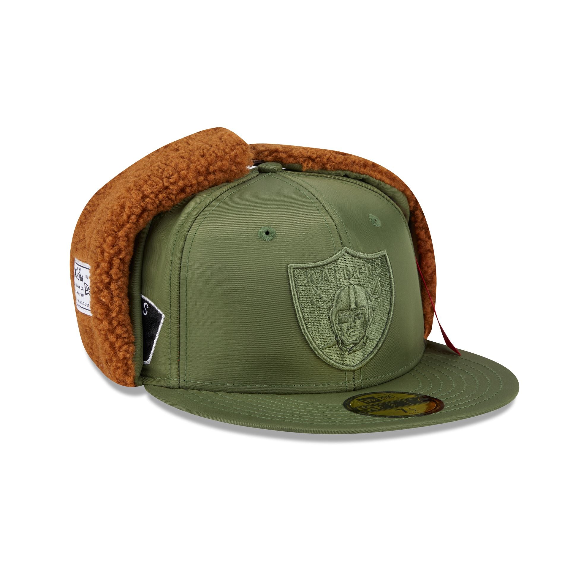 Alpha Industries x Las Vegas Raiders Olive Green Dog Ear 59FIFTY Fitted Hat - Image 3
