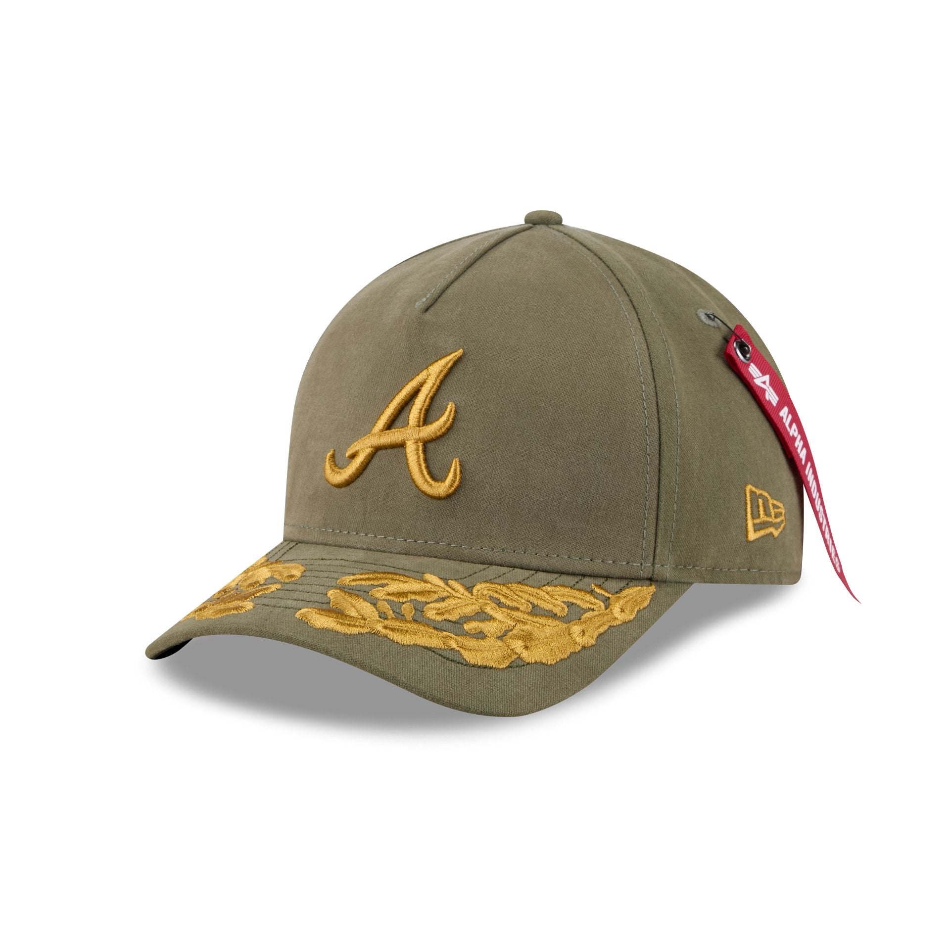 Alpha Industries x Atlanta Braves Olive Green 9FORTY M-Crown A-Frame Snapback Hat