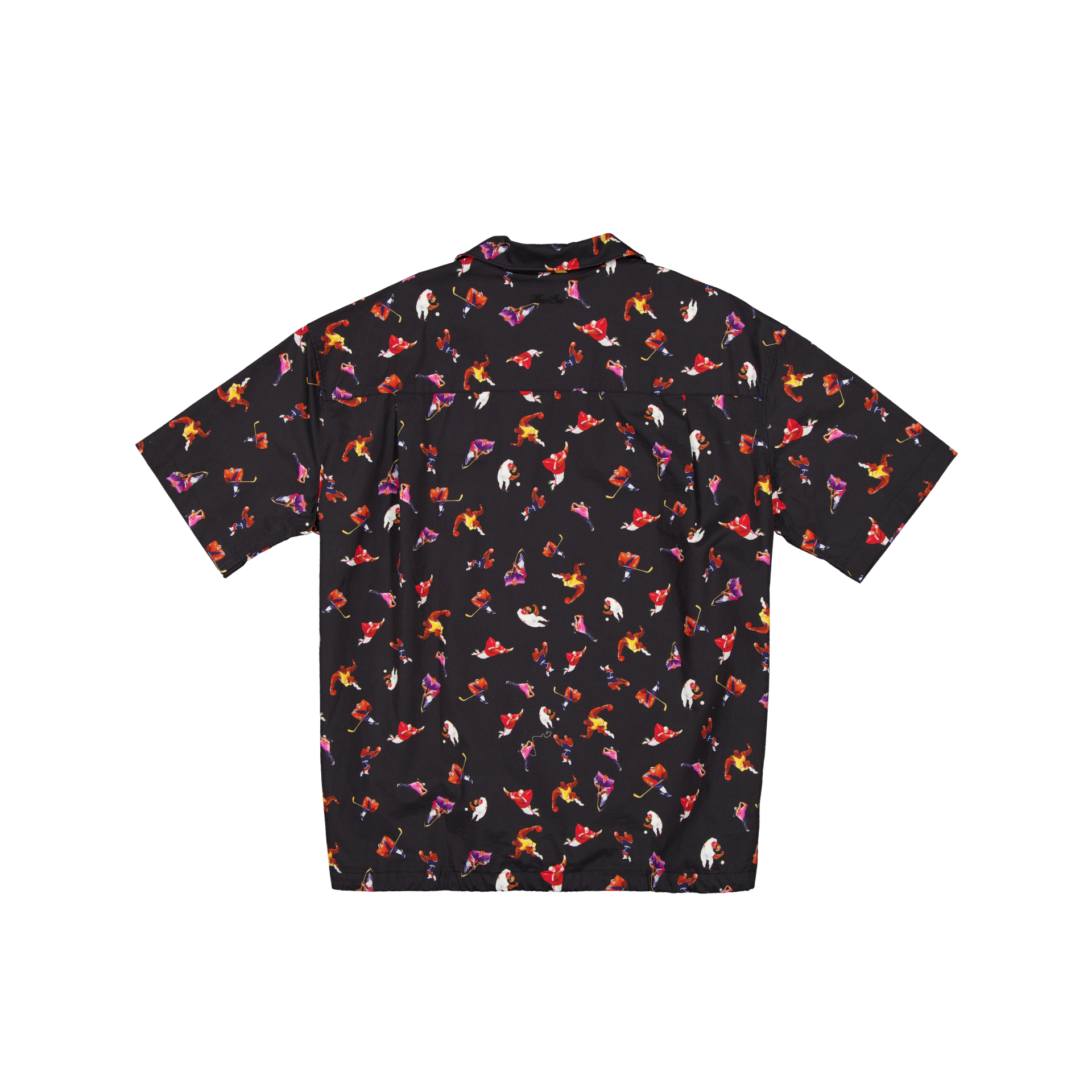 New Era Branded Resort Black Open Collared Shirt - Image 3