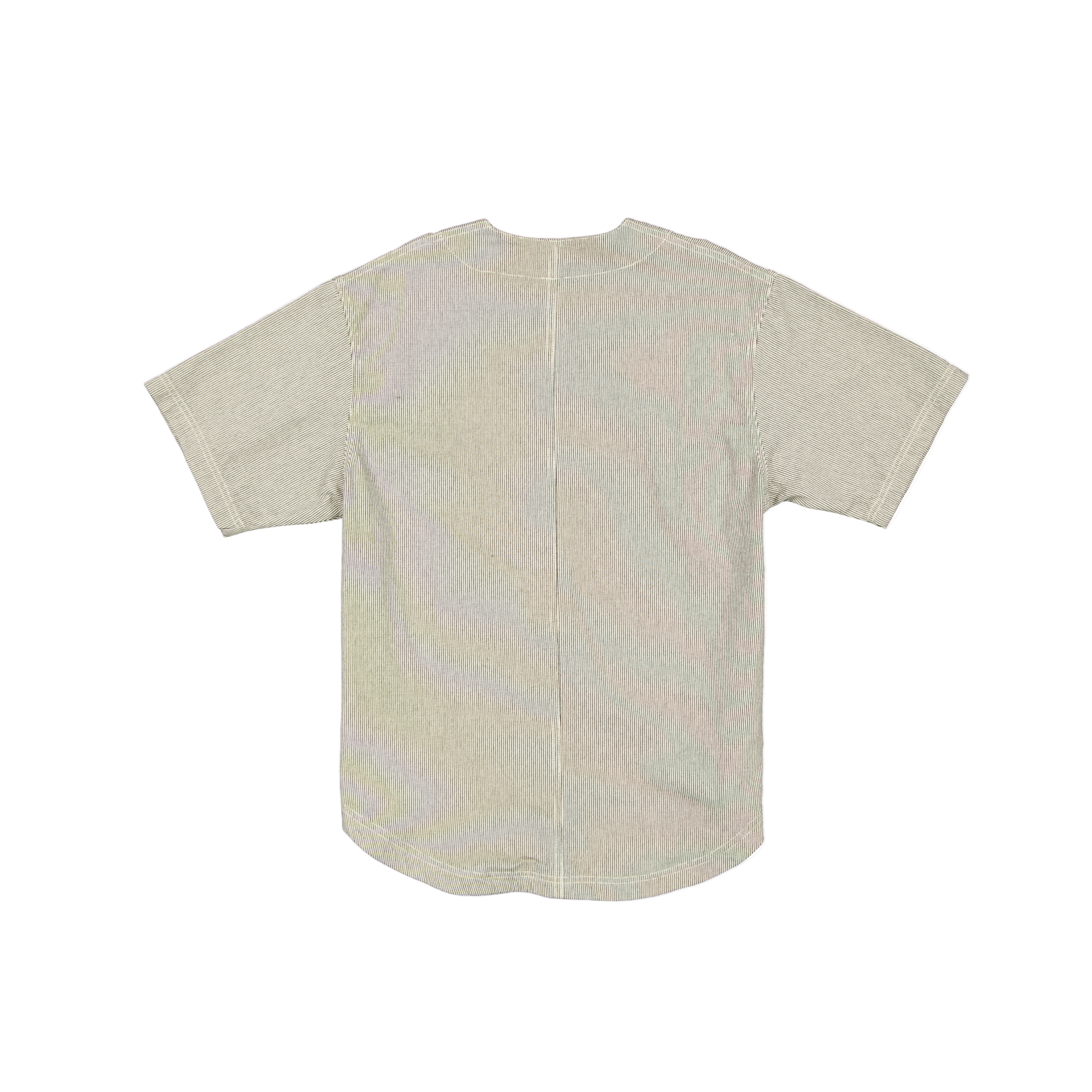 New Era Branded Railroad Stripe Arch Woven Baseball Jersey - Image 2