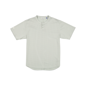 New Era Branded Galvin 2-Button Mesh Henley Mirage Gray Jersey