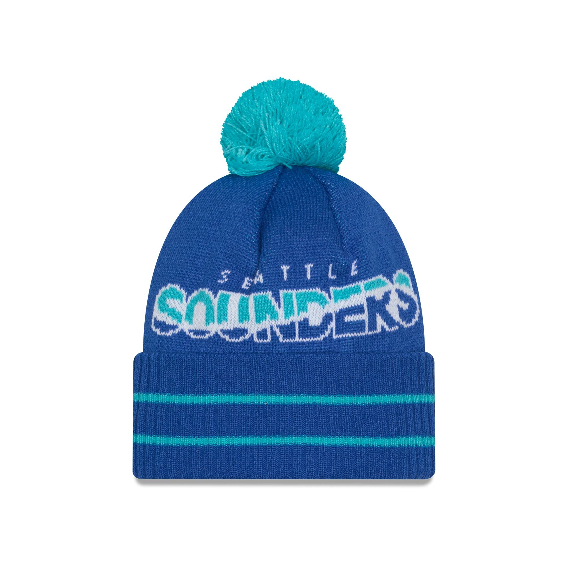 Seattle Sounders 2025 Jersey Hook Blue Pom Knit Hat - Image 3