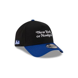 New York or Nowhere x New York Mets Black Wordmark 9FORTY A-Frame Snapback Hat