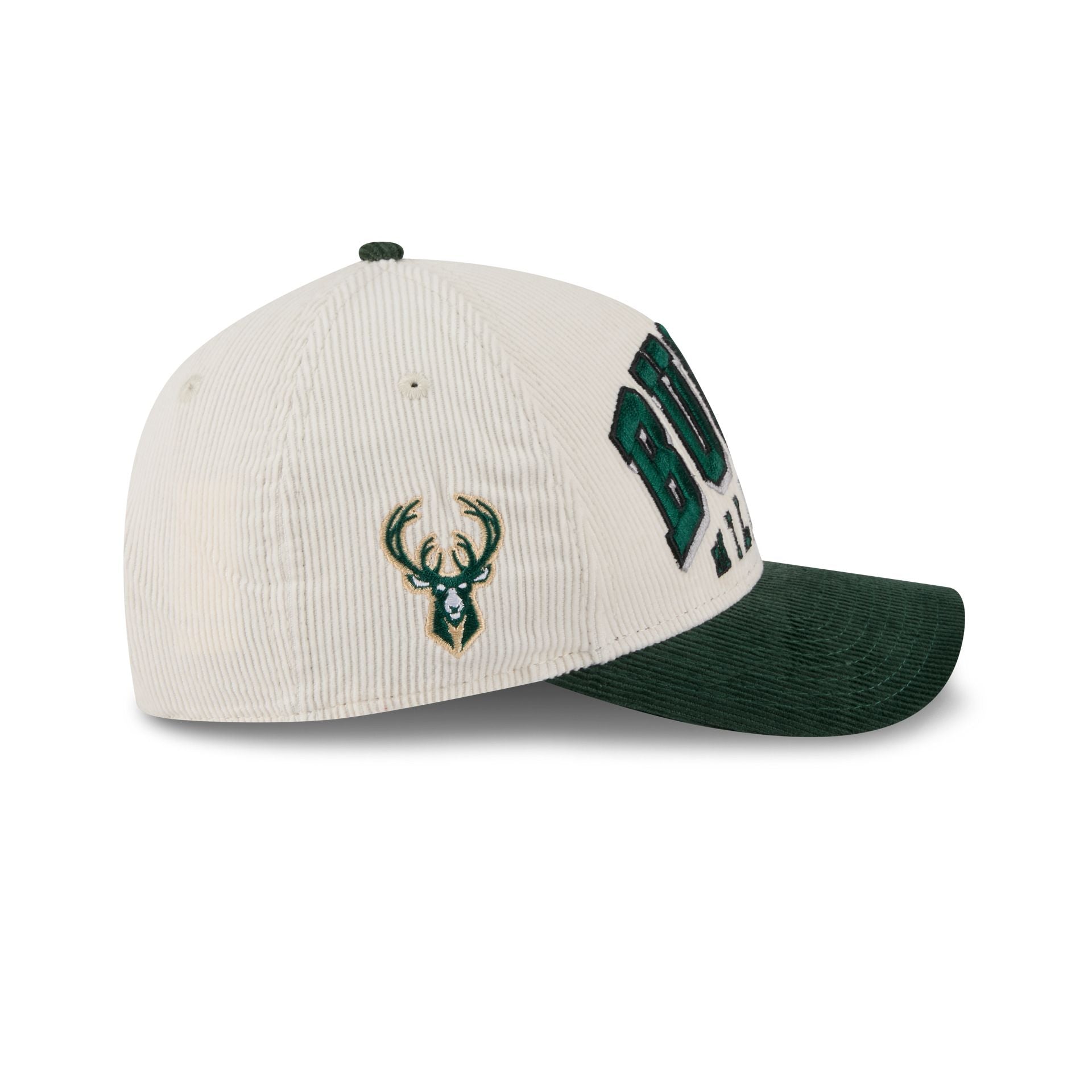 Milwaukee Bucks Stacked Corduroy 9FORTY M-Crown A-Frame Snapback Hat - Image 4