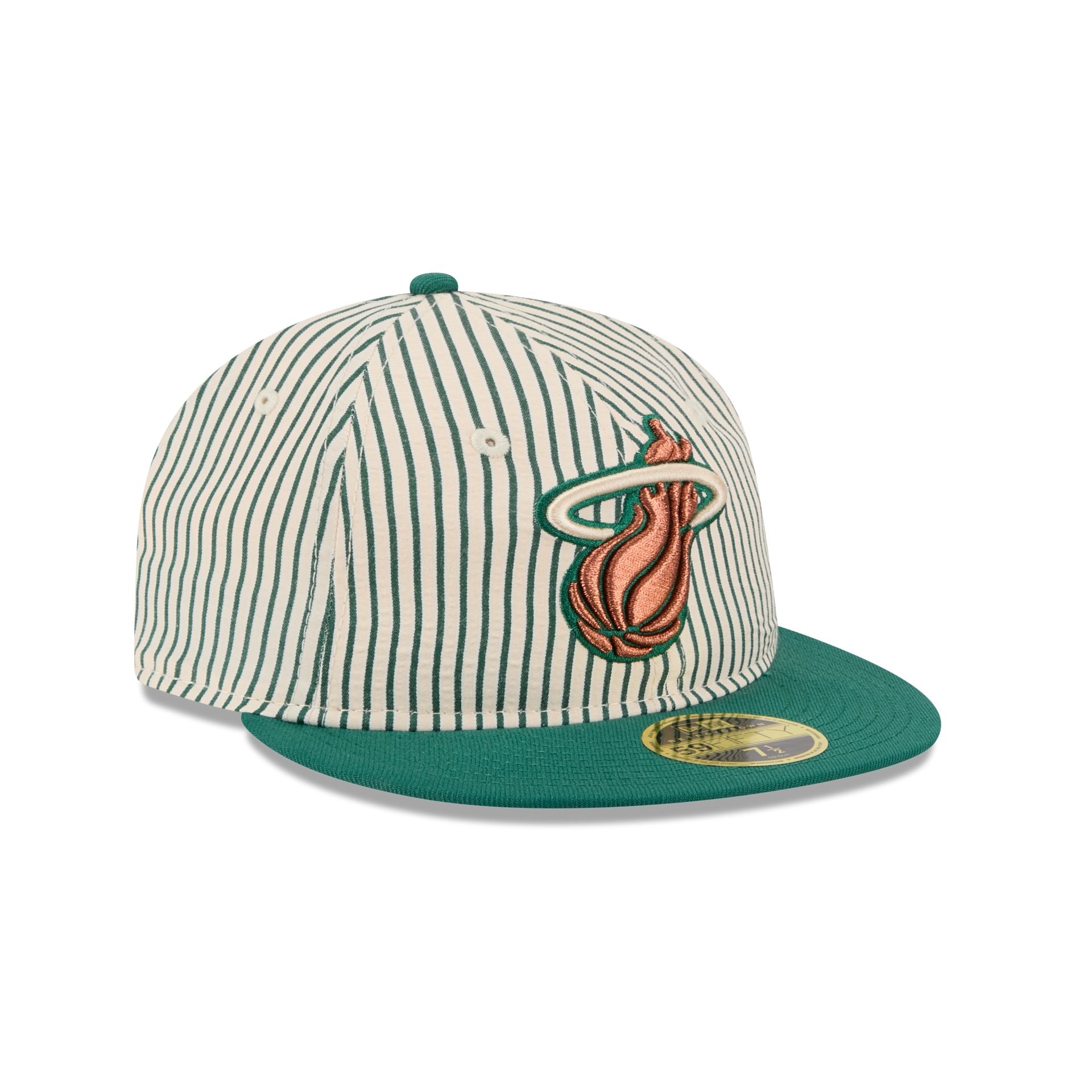 Just Caps Seersucker Miami Heat Retro Crown 59FIFTY Fitted Hat - Image 3