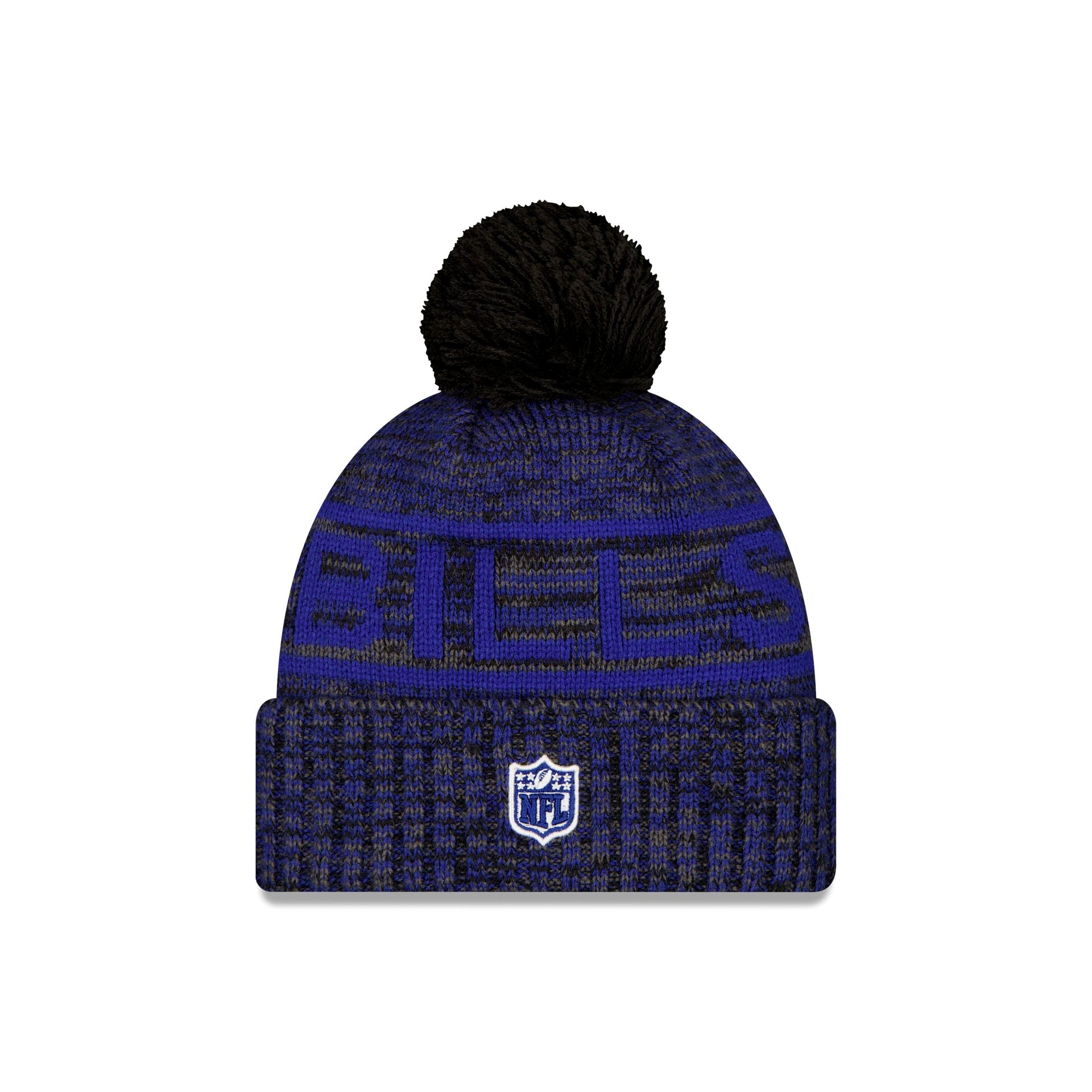 Buffalo Bills 2025 Sideline Cold Weather Black Pom Knit Hat - Image 2