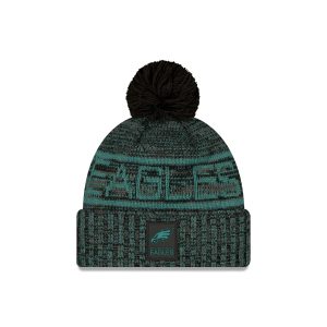 Philadelphia Eagles 2025 Sideline Cold Weather Black Pom Knit Hat