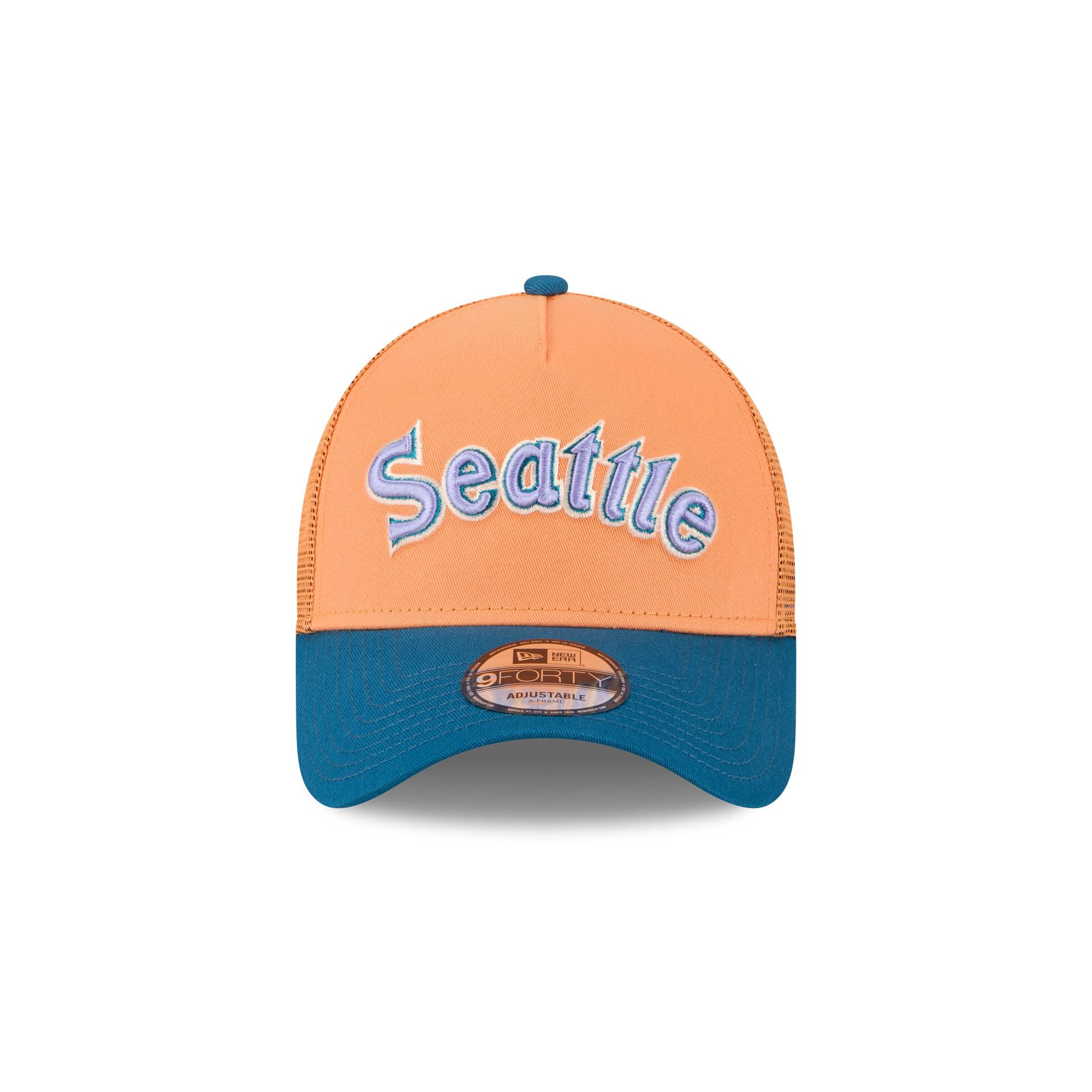 Seattle Mariners Orange Glaze 9FORTY A-Frame Trucker Hat - Image 2
