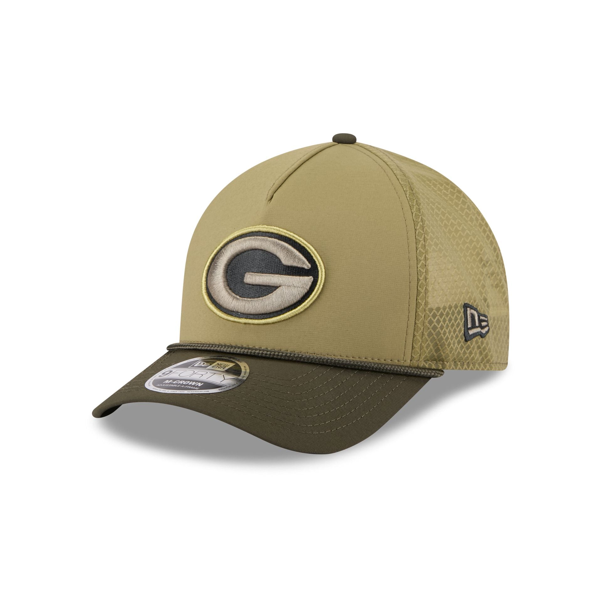 Green Bay Packers 2025 Salute to Service 9FORTY M-Crown A-Frame Trucker Hat - Image 3