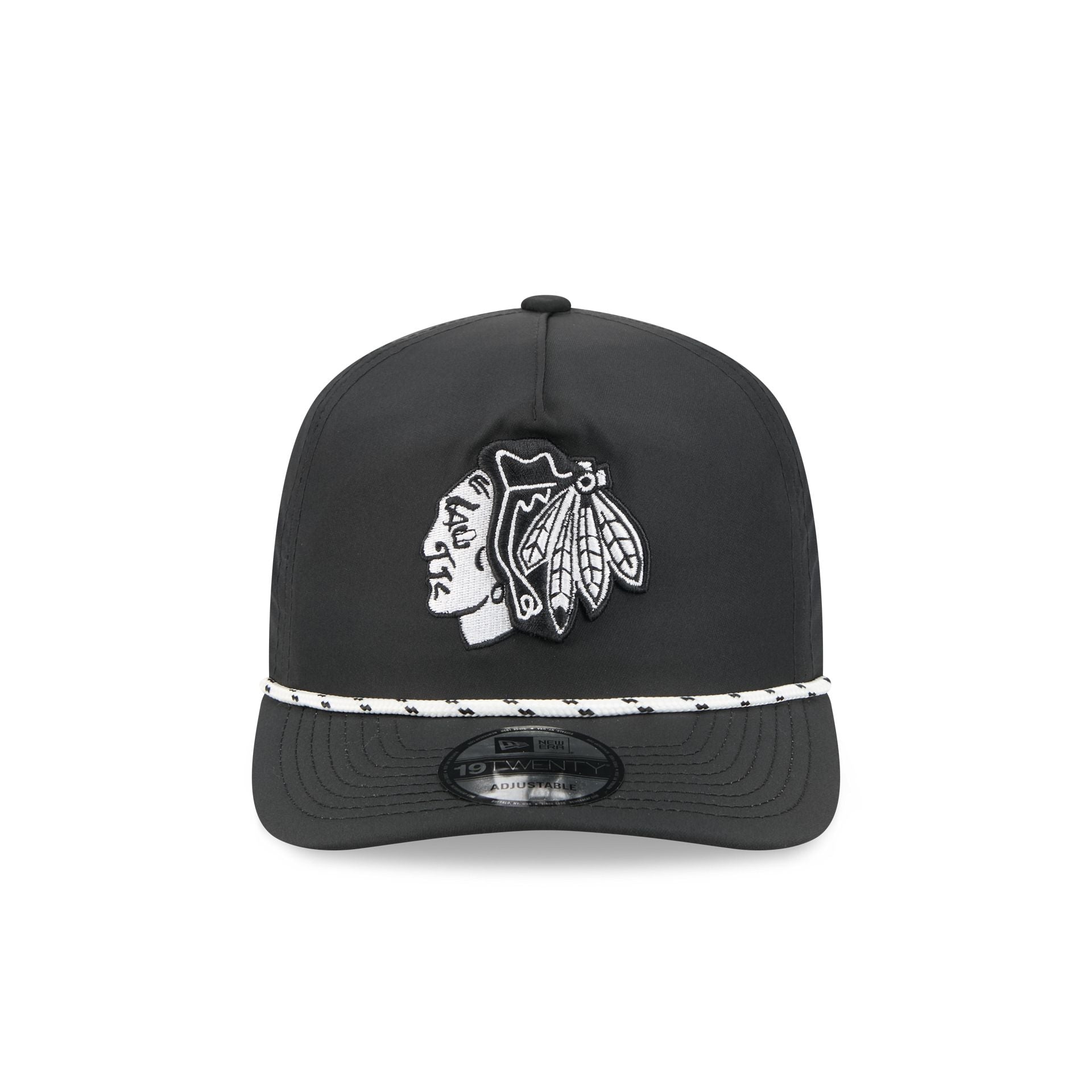Chicago Blackhawks Black and White Rope 19TWENTY Snapback Hat - Image 2