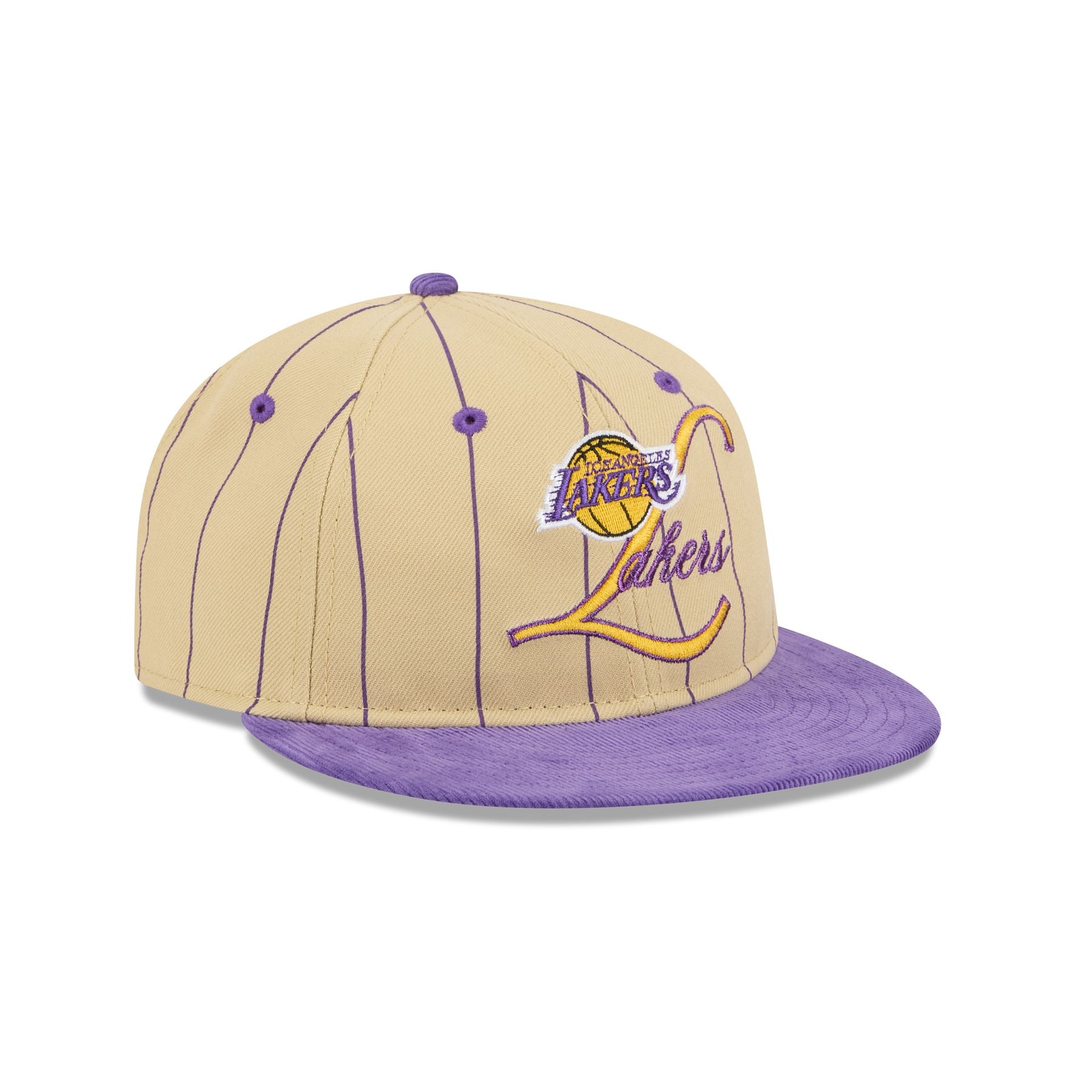 Los Angeles Lakers Pinstripe Script Retro Crown 9FIFTY Adjustable Hat - Image 3
