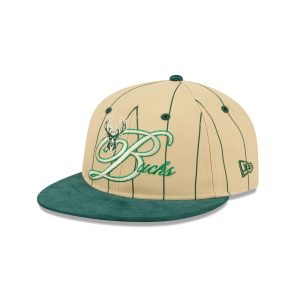 Milwaukee Bucks Pinstripe Script Retro Crown 9FIFTY Adjustable Hat