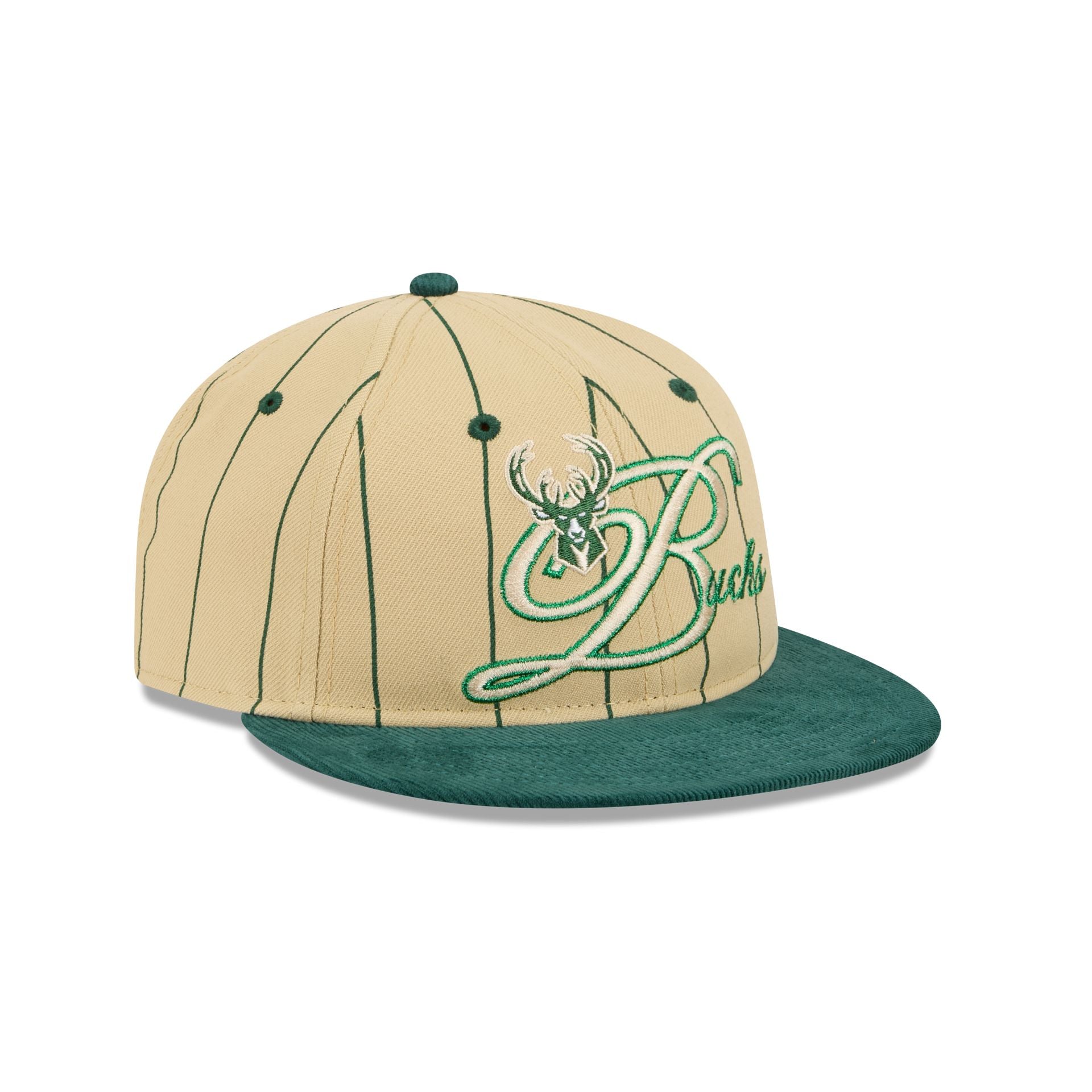 Milwaukee Bucks Pinstripe Script Retro Crown 9FIFTY Adjustable Hat - Image 3