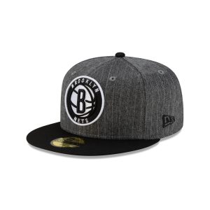 Just Caps Black Pinstripe Brooklyn Nets 59FIFTY Fitted Hat