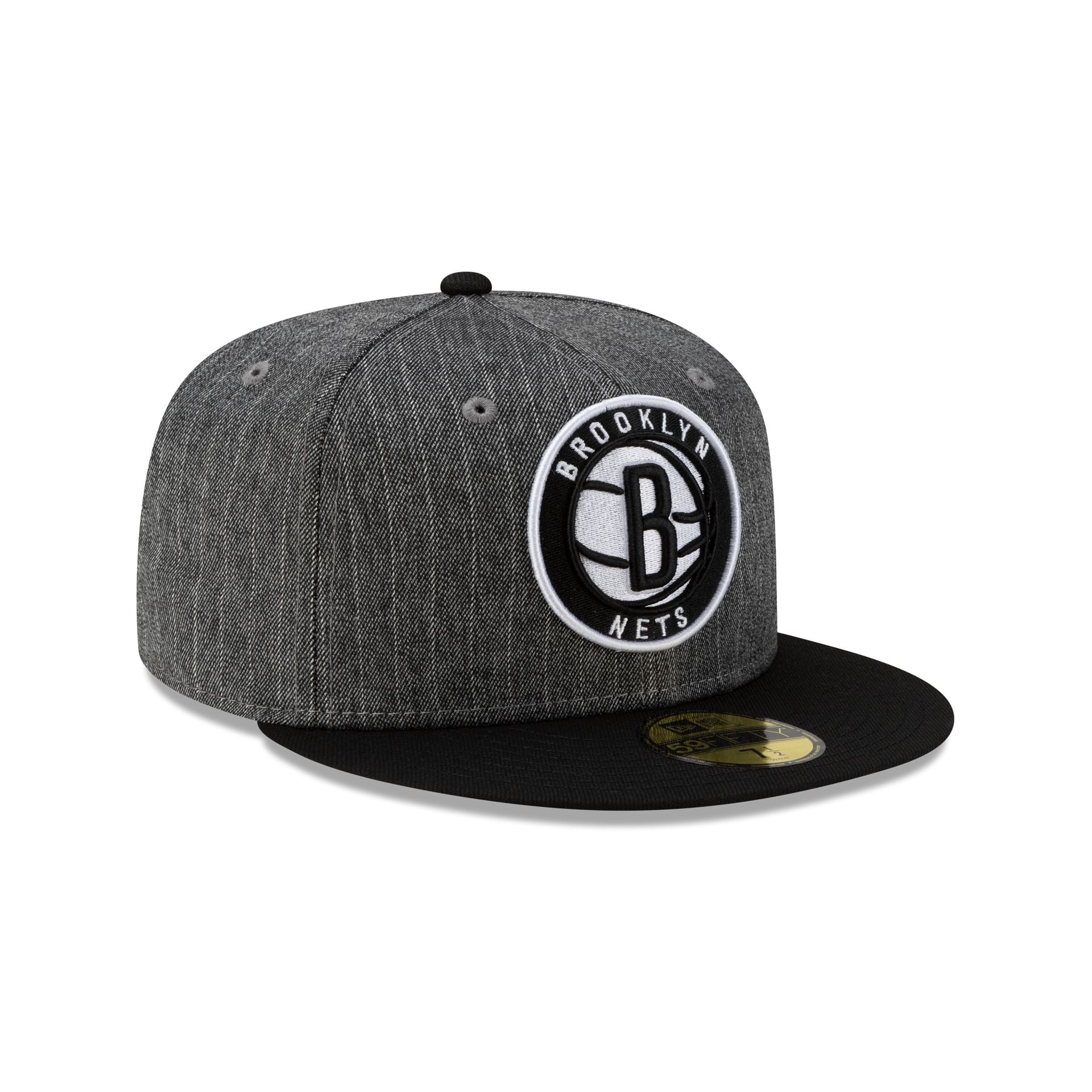 Just Caps Black Pinstripe Brooklyn Nets 59FIFTY Fitted Hat - Image 3