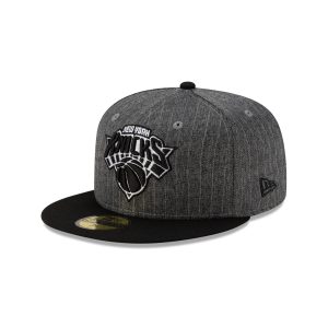 Just Caps Black Pinstripe New York Knicks 59FIFTY Fitted Hat