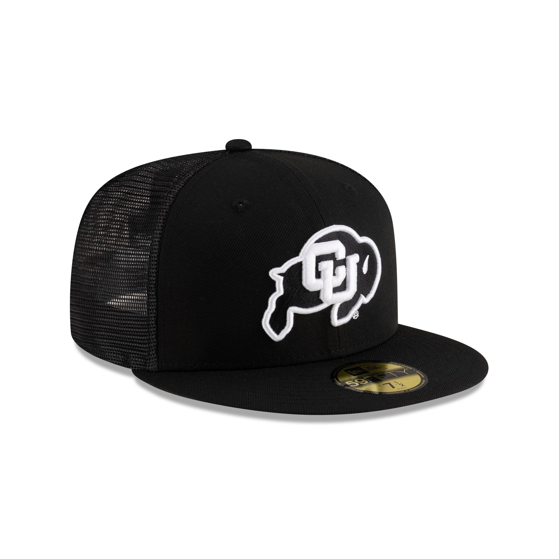 Colorado Buffaloes Black & White 59FIFTY Fitted Trucker Hat - Image 3