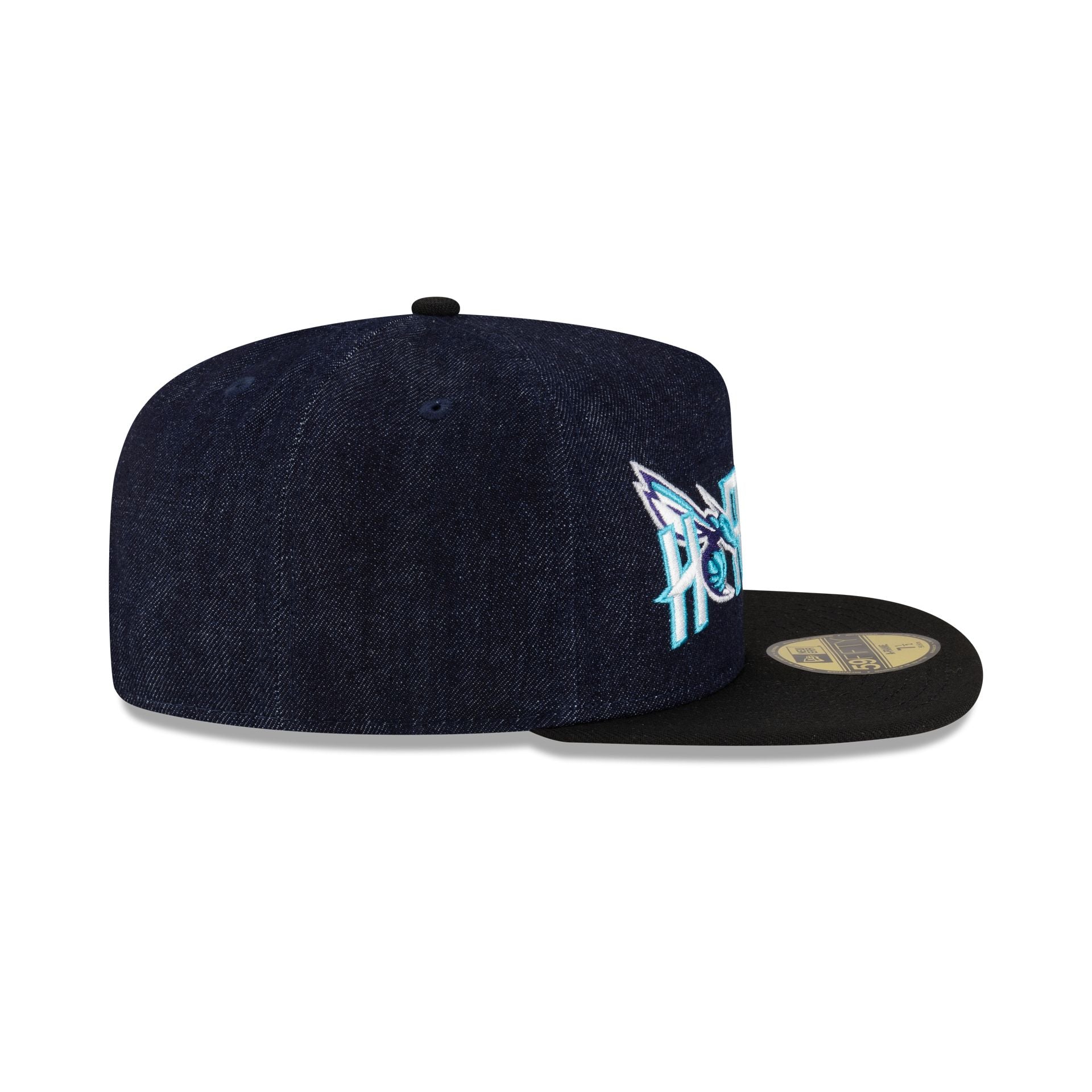 Charlotte Hornets Navy Denim 59FIFTY A-Frame Fitted Hat - Image 5