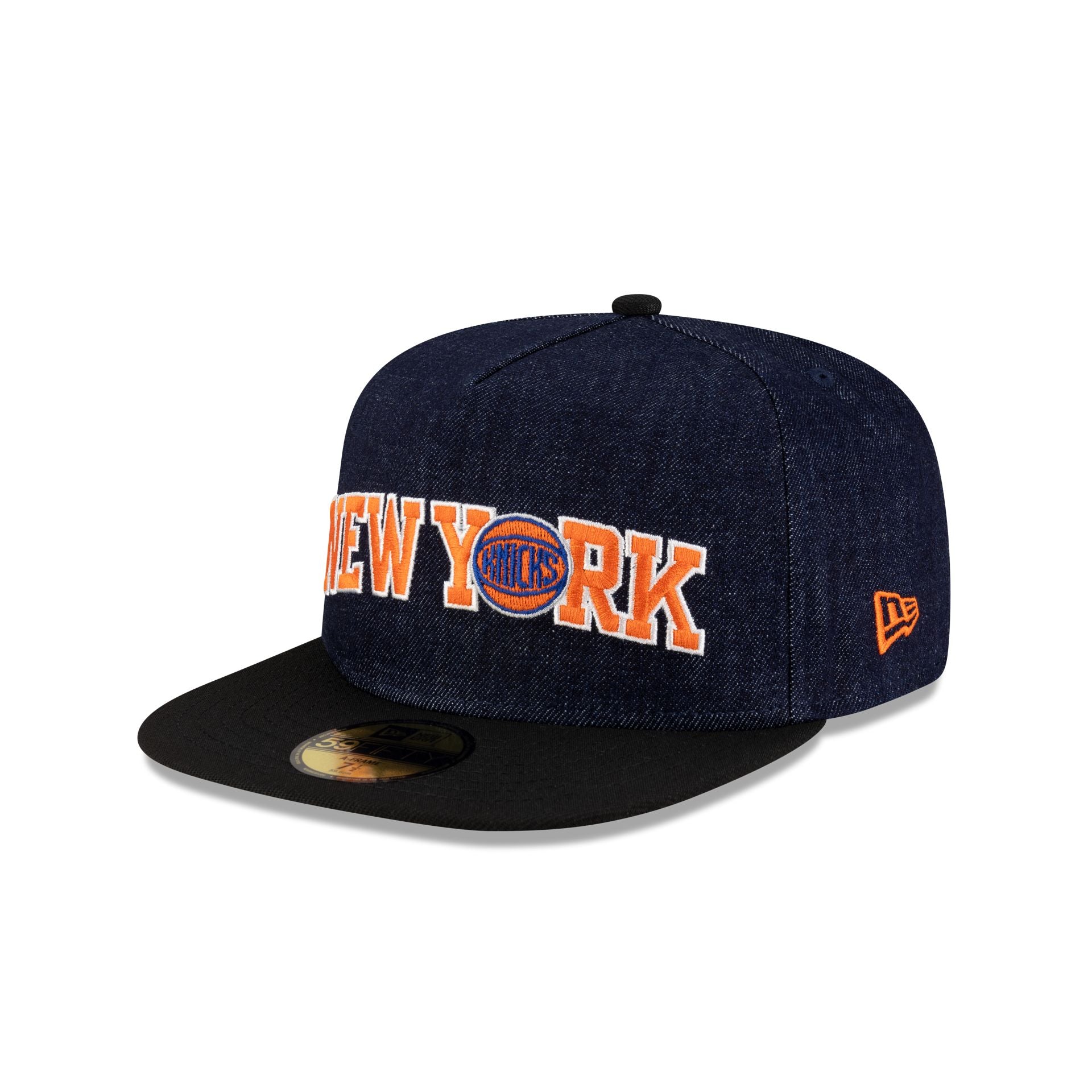 New York Knicks Navy Denim 59FIFTY A-Frame Fitted Hat